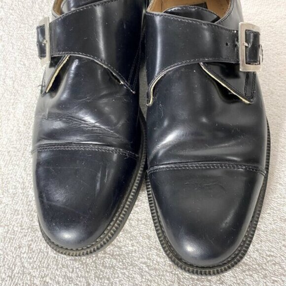 Vintage Pegabo Black Leather Monk Strap Dress Shoes 40 - Picture 3 of 12